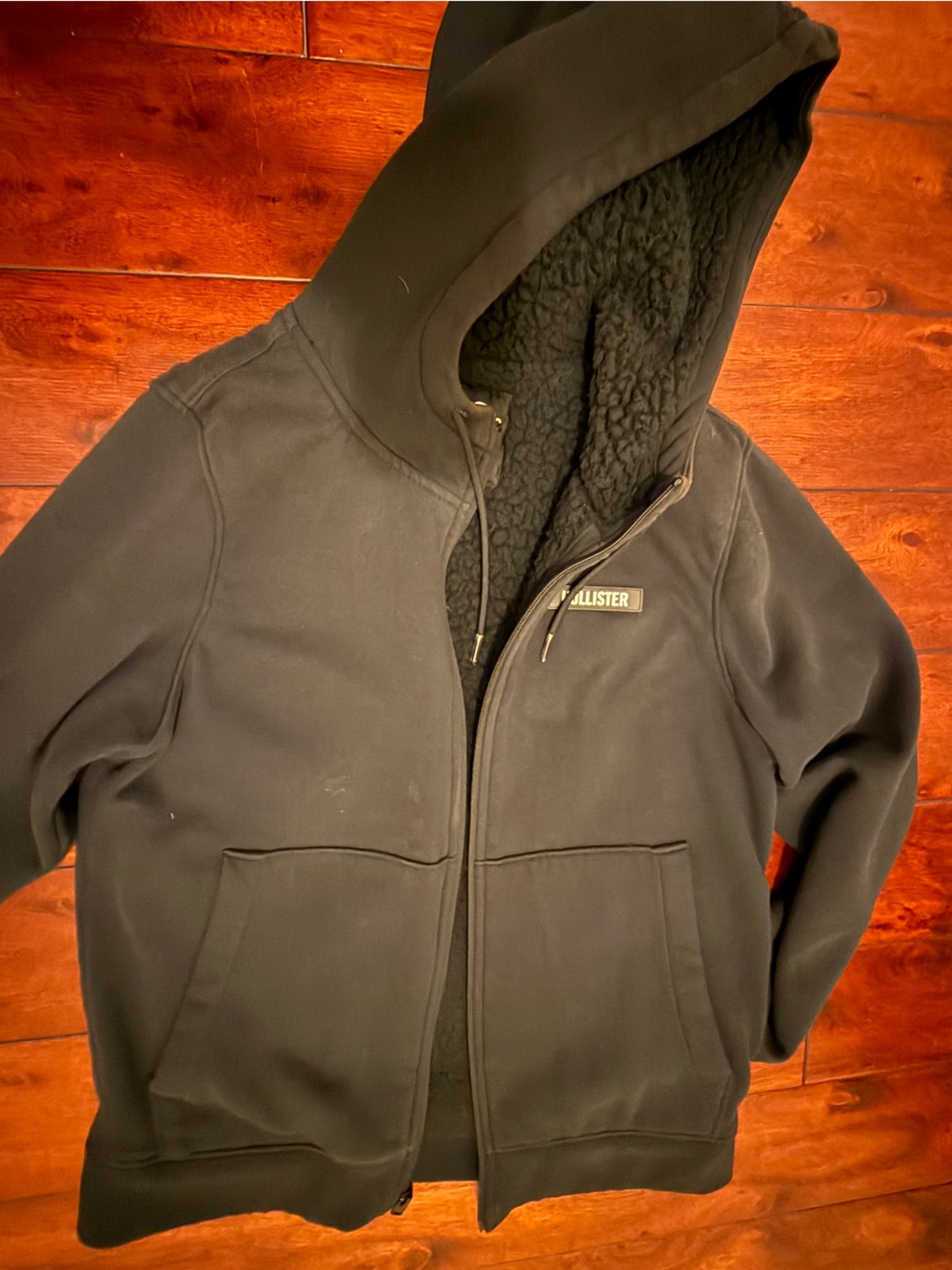 Hollister Black Hooded Sherpa-Lined Jacket